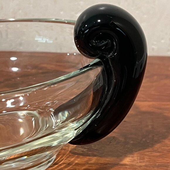 VTG Steuben Inspired Glass Amethyst Snail Scroll Handle Olive Dish Small - Picture 4 of 8